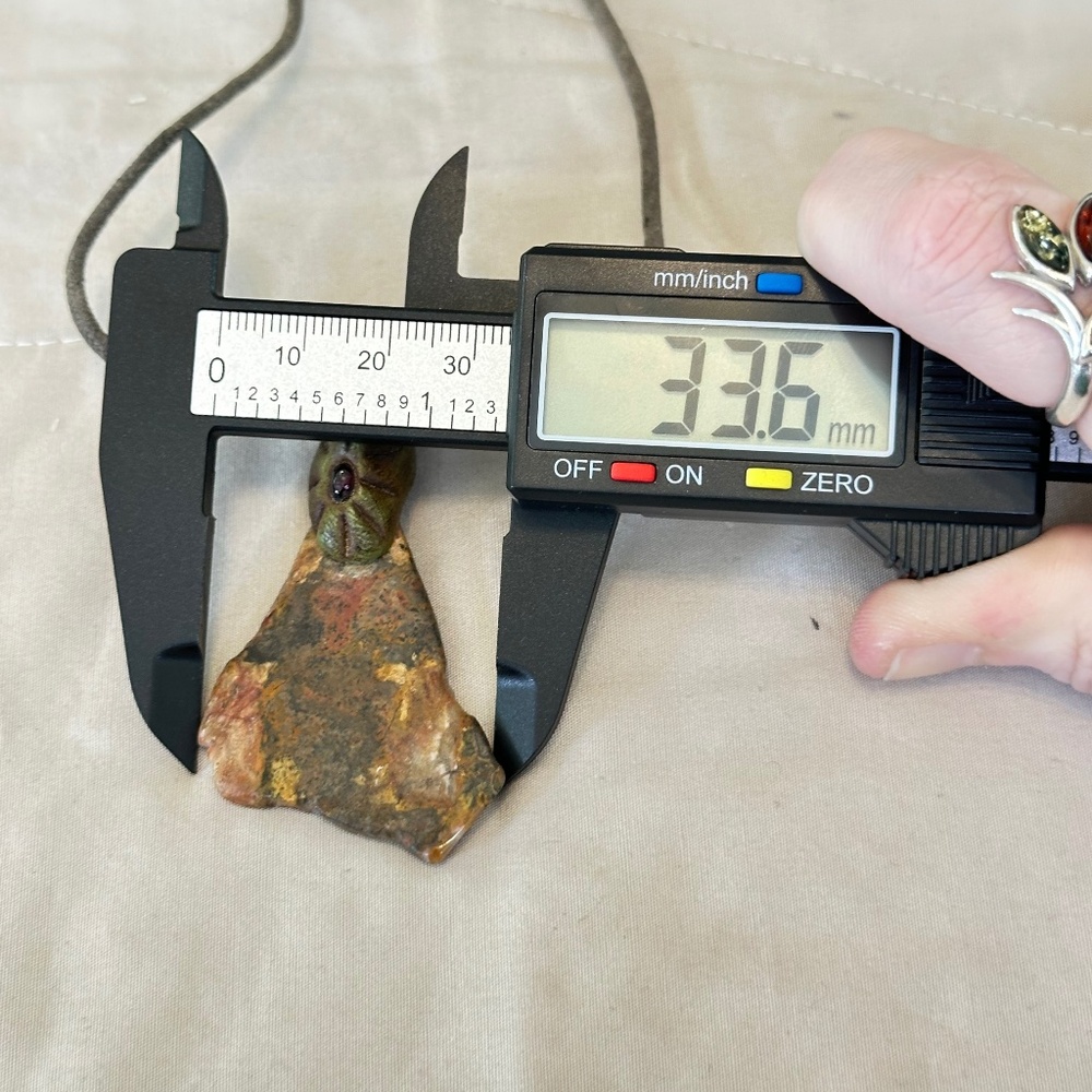 Raw Jasper Stone w/Garnet Eye Pendant on Cord Red/Brown/Tan/Cream/Orange - Picture 10 of 16